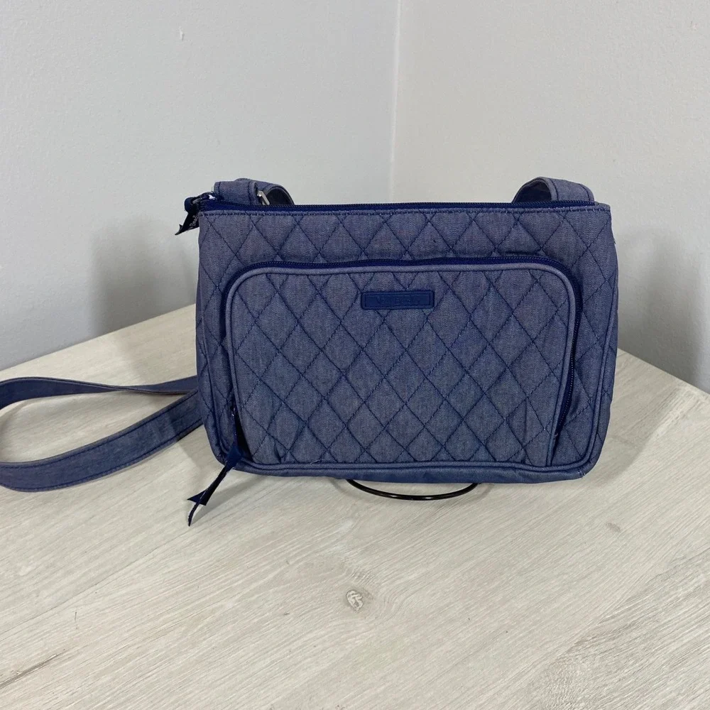 Vera Bradley Quilted Denim Crossbody Bag Maggie Floral Lining Purse Shoulder